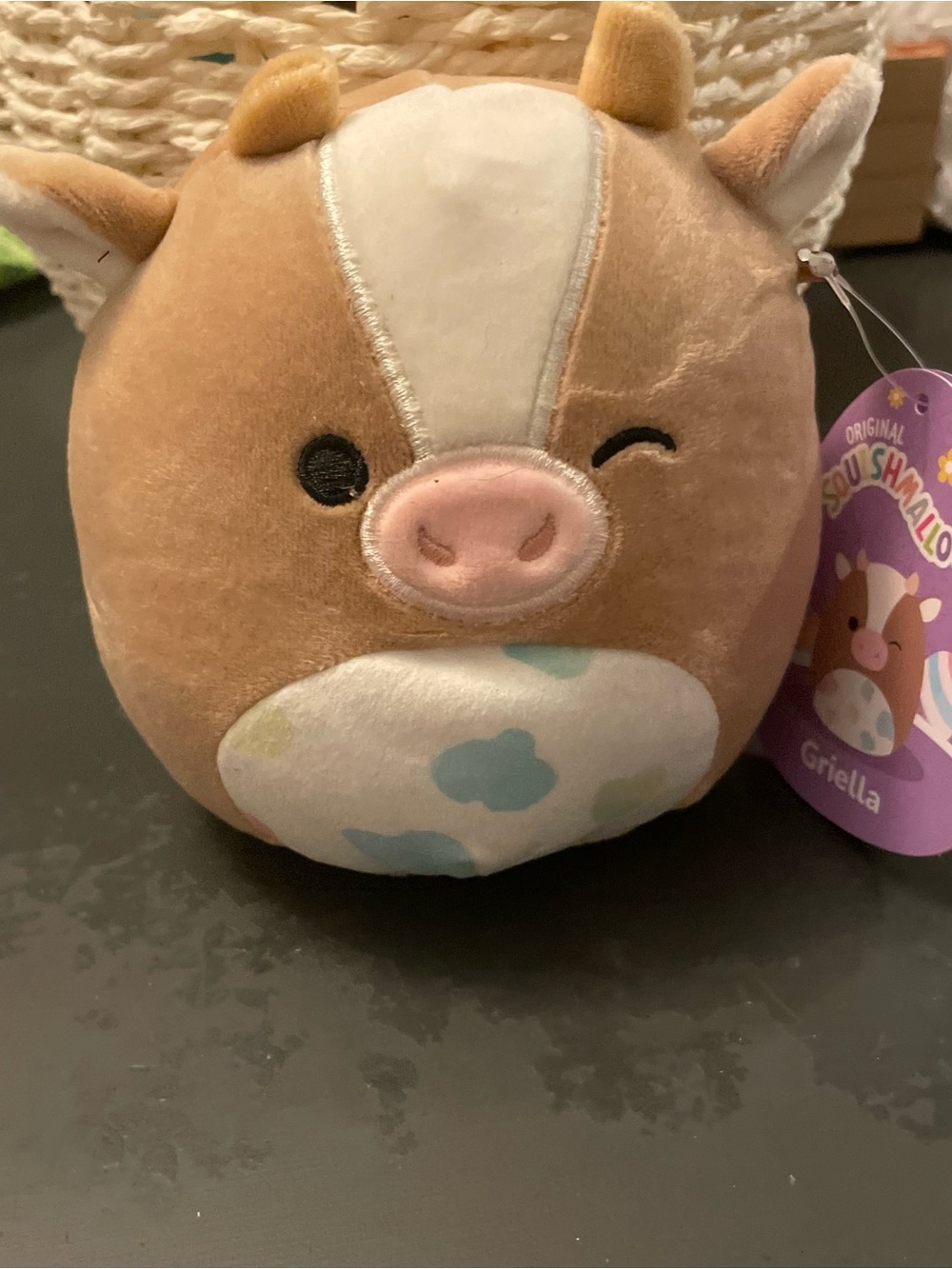 Squishmallows Griella Cow Plush - Brown, Cream & Pink Accents